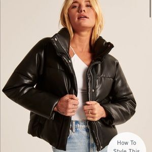 Abercrombie & Fitch Leather Puffer Jacket.